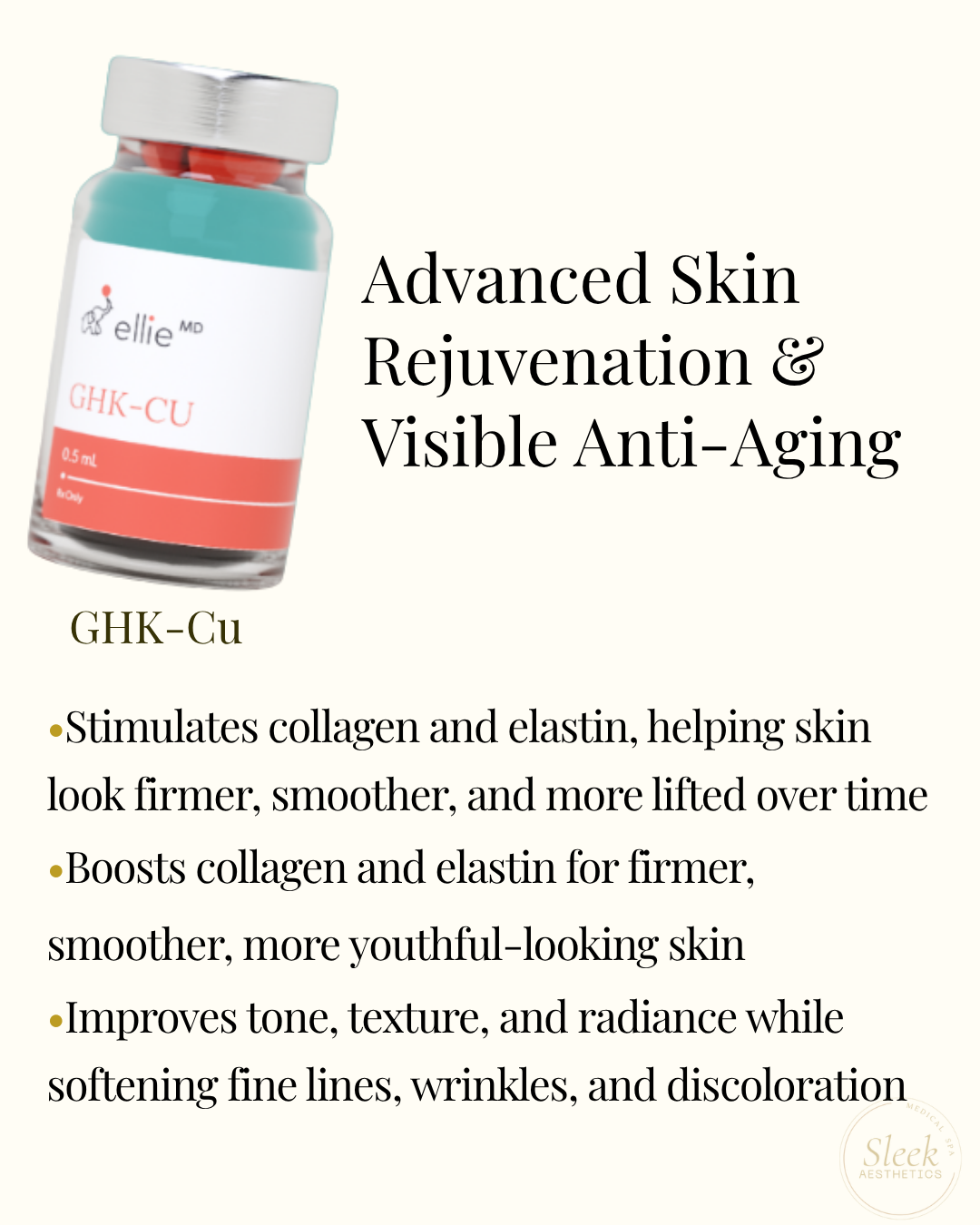 GHK-Cu copper tripeptide injection for collagen production, skin repair, and anti-aging support